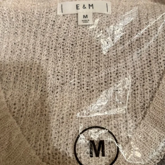 E&M Colorblock Knit Sweater - Cream, Gray & Rust - Picture 2 of 8